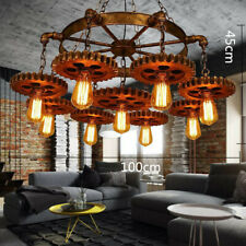 Rustic Steampunk Ceiling Light 9 Gear Chain Chandelier Pendant Lamp Durable New picture