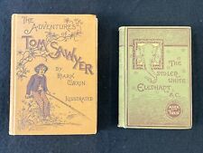 🔥 RARE Antique Old 19th c MARK TWAIN Books - Tom Sawyer & Stolen White Elephant picture