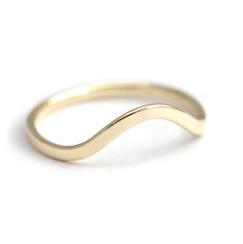 Simply Elegant Skinny Curved Women's Band In Solid 10K Real Yellow Gold picture
