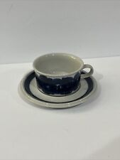 ARABIA FINLAND ANEMONE Cobalt Blue Ulla Procopé Flat Cup And Saucer Set picture