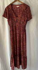 Max Studio Burgundy Paisley MIDI Fit And Flare Dress Size L picture
