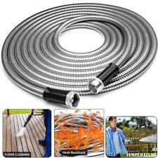25/50/75/100FT 304 Stainless Steel Metal Garden Water Hose Flexible Patio Home picture
