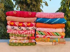 Indian Vintage Kantha Quilt Twin Bedspread Throw Blanket Wholesale Lot Of 10 PC picture