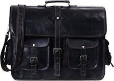 Mens Handmade Vintage Black Leather Laptop Messenger Shoulder Bags Men Briefcase picture