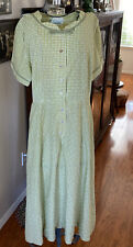 Vintage 1940's  B-tween Size Casual Berkshire Day Dress Green White Large picture