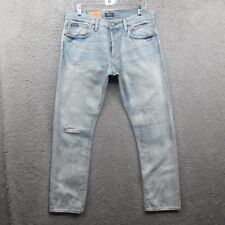 Polo Ralph Lauren Varick Slim Straight Jeans Men 31x30 Light Wash Distressed New picture