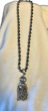 10 Inch Silver Tone Rope Necklace With Tassel Costume Jewelry, Very Unique ￼ picture
