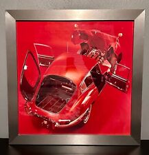 RARE Jaguar Dealership Showroom Artwork / Framed Photo Red 1971 E TYPE 28
