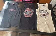 Harley Davidson Womens Large Lot Of 3 Ribbed Tank Tops-EUC picture
