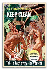 1944 WW2 Vintage Poster - Keep Clean - Mens Shower - 24x36 picture