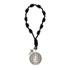 St. Benedict Knotted Cord Pocket Rosary w/ St. Benedict's Medal Crucifix & Card picture