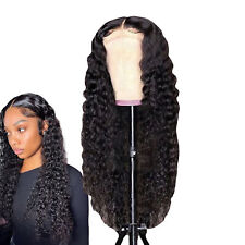 30Inch Deep Wave Frontal Wig Lace Frontal Human Hair Wigs Natural Hairline Curly picture