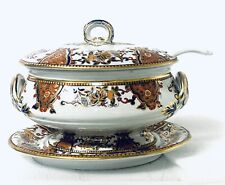 C. DAVENPORT ENGLISH IRONSTONE 4 Piece Large Lidded Soup Tureen Underplate Ladle picture