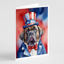 Mastiff Patriotic American Greeting Cards Envelopes Pack of 8 DAC5758GCA7P picture