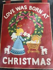 Vintage Bucilla Love Was born t Christmas Jeweled Panel 1980’s picture