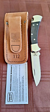 Buck 112 Pro Drop Point S30v Nickel Silver Distressed Leather Sheath picture