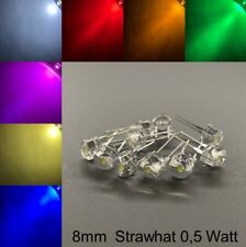8mm LEDs Strawhat 200° 0.5 watts all colors incl. resistors light-emitting diodes LED + picture