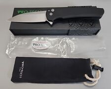Protech Malibu 5301 Solid Black Handle, Stonewash MagnaCut Wharncliffe Blade picture
