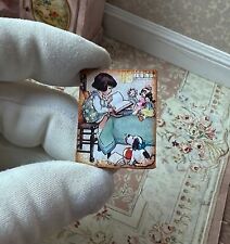 Dollhouse miniature sign Mary Englebreit inspired Girl reading to ALL her dolls picture