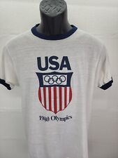 Vintage 1980 80s Olympics Ringer T Shirt USA Logo PROMO Tee RARE GRAIL Large picture