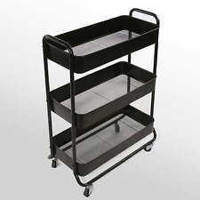 New Wide 3 Tier Metal Rolling Utility Cart Mobile Storage Organizer Trolley Cart picture