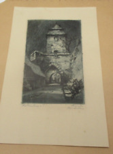Antique Signed Rothenburg Engraving Etching picture