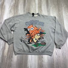 VINTAGE Dallas Cowboys Taz Sweater Mens XL Gray Blue The Chill of Victory * picture