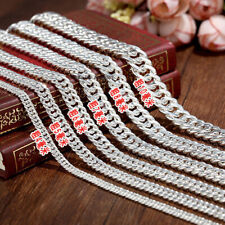 Pure 999 Fine Silver Men's Necklace 6mm 7mm 7.5mm 8.5mm 10mm Curb Link Chain picture