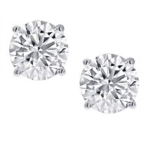 1/2ct TW Real (Natural) Round Diamond Solitaire Stud Earrings in 14K White Gold picture