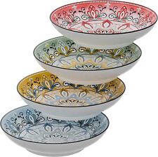 American Atelier Pasta Bowls | Set of 4 Large - Assorted Colors Medallion Motif picture