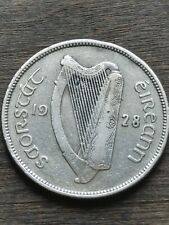 Original FINE 1928 Ireland Irish .750 Silver Florin Coin, w Holder Included  picture