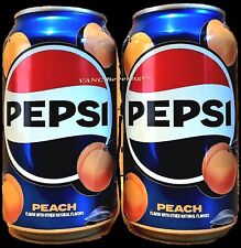 NEW Pepsi W/PEACH LIMITED EDITION. 2 x 12oz SINGLE CANS w/ . BB 9/24 picture