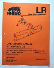 Rhino LR Rear Mounted Blade Op And Parts Manual picture