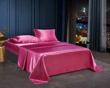 4 PC Satin Silky Soft Bed Sheet Set Queen/King Size Fitted Pillow Cases 5 Colors picture