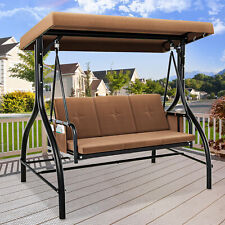 Outdoor 3-Person Patio Swing Chair Porch Swing with Adjustable Canopy Cushion picture
