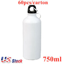 60pcs 750ml Blank Aluminum White Sports Bottle for DIY Sublimation Printing Gift picture