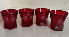 Lot Of 4 Vintage Fostoria Ruby Red Old Fashion Coin Glasses Tumblers picture