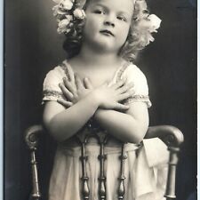 c1910s German Sweet Little Girl RPPC Cute Hugging Erding Germany Photo Vtg A148 picture