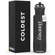 The Coldest Sports Water Bottle Straw Lid Insulated Stainless Steel- 40oz Flask picture