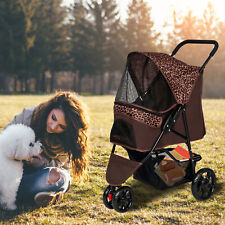 Dog Cat Stroller Cage Walk Travel Carriage Folding Carrier 3 Wheels Pet Supply picture
