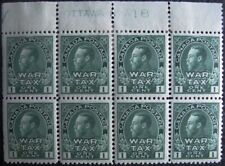 1915 CANADA #MR1: VF MNH / MH UL Corner Block of 8 - shows Cut Line & Plate No. picture
