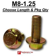 M8-1.25 x (Choose Length) Grade 10.9 Metric Flange Bolts Yellow Zinc Hardened picture