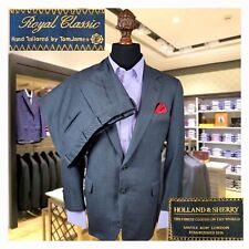 VTG Tom James Holland Sherry 2pc Suit 44R Pants 36x30 Gray Blazer Sport Coat Men picture
