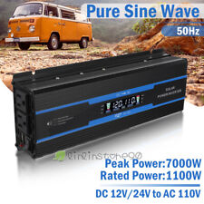 7000W Pure Sine Wave Inverter DC 12v 24v to 110V AC Car Converter Camping Power picture
