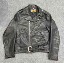 Vintage Schott Perfecto Leather Jacket Size 42 Black Made in USA 70s Men picture