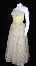 Vintage 50s LORRIE DEB US Women’s XS 0 2 (tag 11) Yellow Formal Prom Gown Dress picture