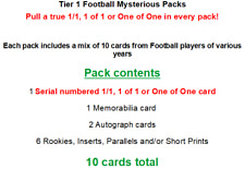 FOOTBALL HOT LOT Mysterious Packs TRUE 1/1 GUARANTEED 4 Hits- One of One Repack picture