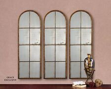 Large Slim Antiqued WINDOW Arch MIRROR Wall Leaner Horchow Neiman Marcus picture