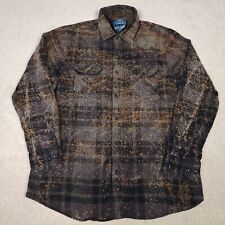 Angry Minnow Flannel Shirt Mens Large Plaid Long Sleeve Splatter Pattern picture