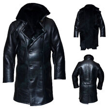 Mens WWll RAF Bomber Winter Warm Shearling Fur Jacket Black Real Leather Coat picture